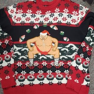 Like New Funny/ Ugly Sushi Sumo Santa Men’s/Women's Sweater